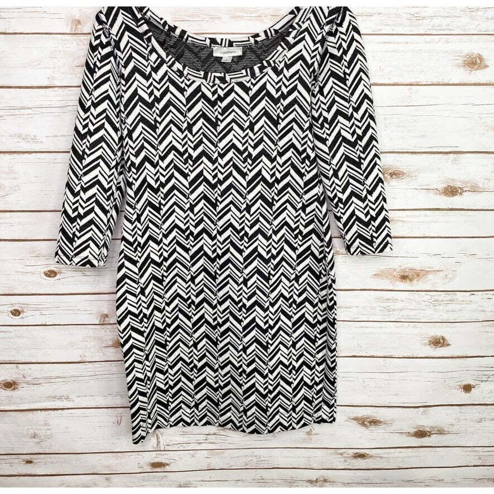 Dressbarn Women's Dress Black White Chevron Mini Short Size 8‎